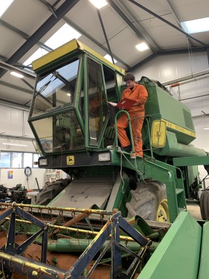 The John Deere 975 combine harvester that arrived at Easton College this week.