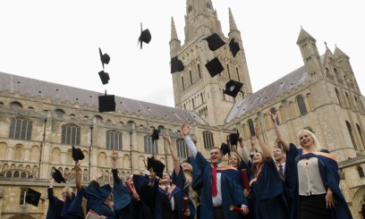 Norwich Cathedral Graduation hat throwing