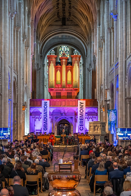 Inside Norwich Cathedral during the graduation ceremony 